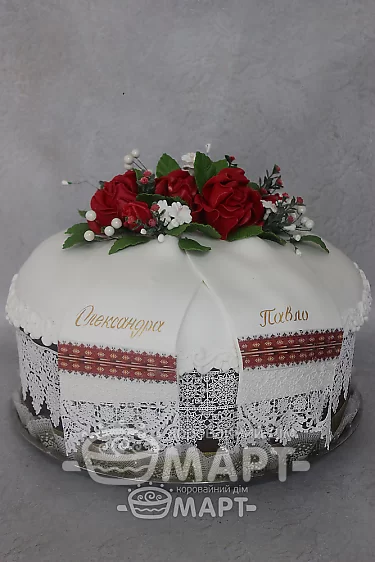 Короваї з мастичним оздобленням - Троянди Км166(червоний)